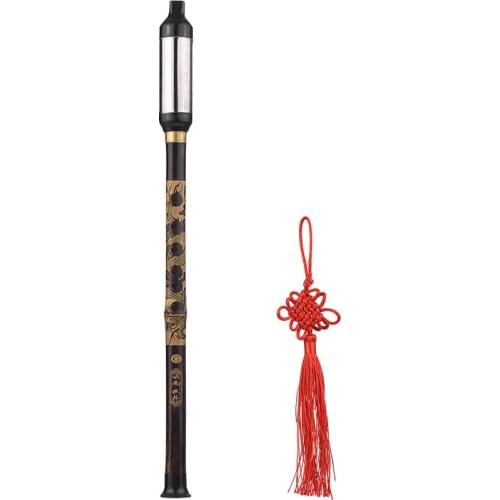 Hgh Quality Vertical Blown Bawu Black Bamboo Chinese Free Reed Flute Key of G Chinese Traditional Musical Instrument