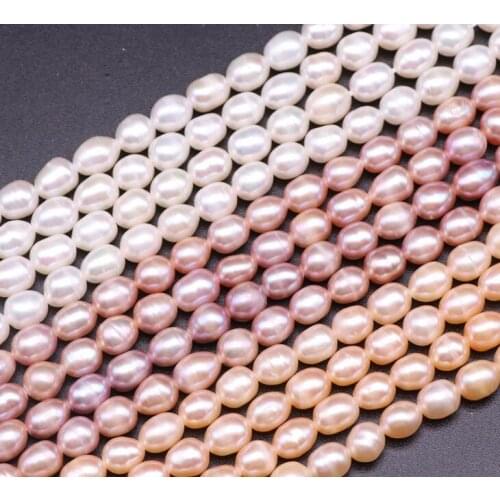 Fine AAA 100% Natural Freshwater Pearl White Rice Shape Beads For Jewelry Making DIY Bracelet Necklace 6-7mm/7-8mm Strand 14