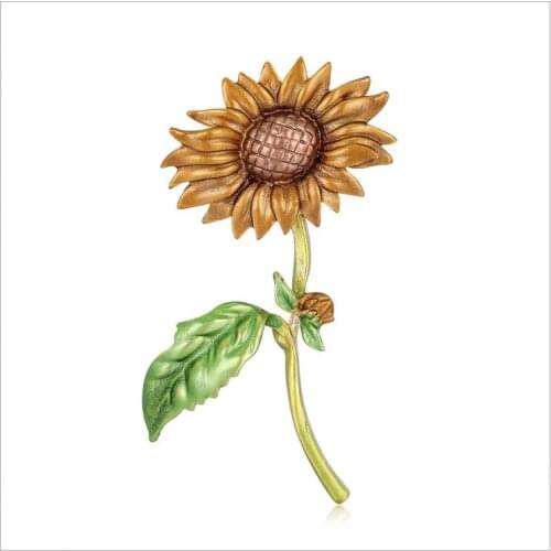 Morkopela Enemal Sunflower Brooch Vintage Flower Pins And Brooches Gift For Women Clothes Scarf Clip Pin Accessories