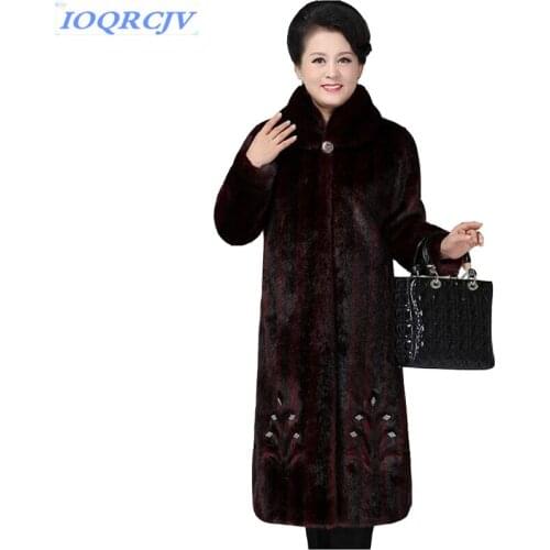 2018 Winter Womens Faux Mink Fur Coat Fashion Plus size Thick Warm Fur Outerwear Middle aged Female Mink Fur Coats IOQRCJV N043
