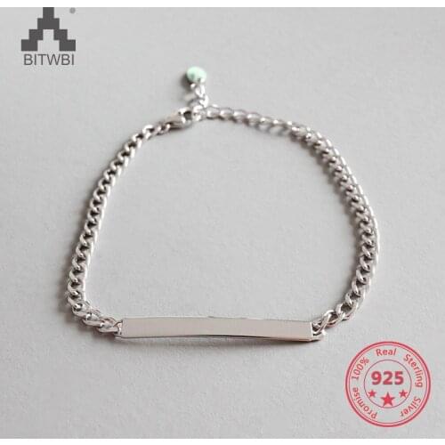 Authentic 925 Sterling Silver Jewelry Punk Style Glossy Geometric Charm Bracelets for Women