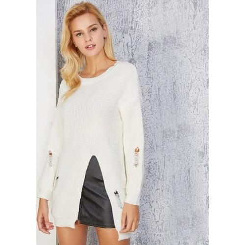 Women Sweaters And Pullovers Sale 2019 Autumn And Winter Long Fund Vent Sweater Woman Hollow Out Knitting Unlined Upper Garment