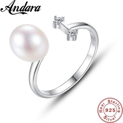 3 Color 925 Sterling Silver Fresh Water Pearl Rings For Women Lovely Finger Ring Sterling Silver Wedding Party Jewelry