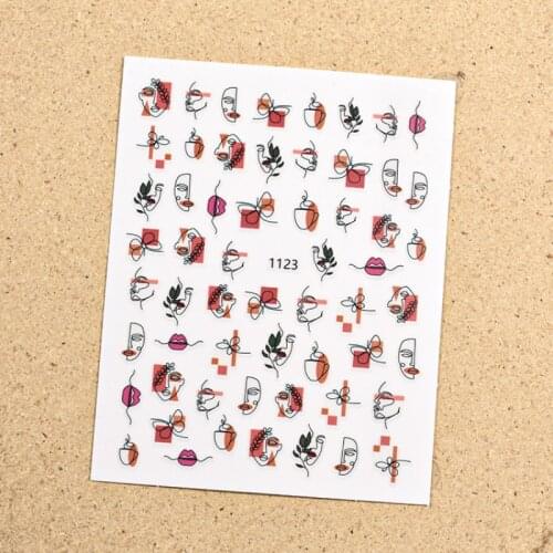 1Pc Multipattern Nail Stickers Abstract Lady Face Nail Strips Adhesive Decal For Nail Foils 3D Nail Art Accessorie Sticker Decal