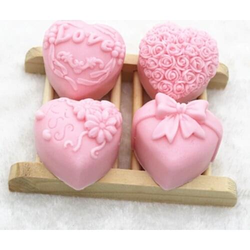 1Pcs Mini 3D Silicone Soap Mold Heart Love Rose Flower Chocolate Mould Candle Polymer Clay Molds Crafts DIY Forms For Soap