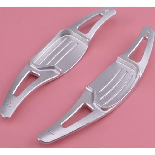 2pcs Aluminum Alloy Car Silver Steering Wheel Shift Paddle Shifter Extension Gear Lever Trim Fit For Ford Mondeo Taurus Edge