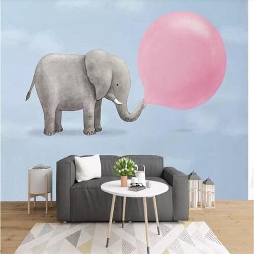 3d wallpaper Nordic hand-painted bubble elephant baby dream childrens room professional production wallpaper mural