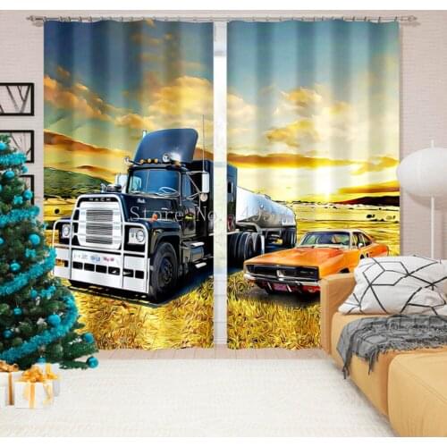3D Personalized City Truck Sports Car Pattern Adult Bedroom Living Room Shade Custom Curtain Suit Bedroom with Hook Accessories