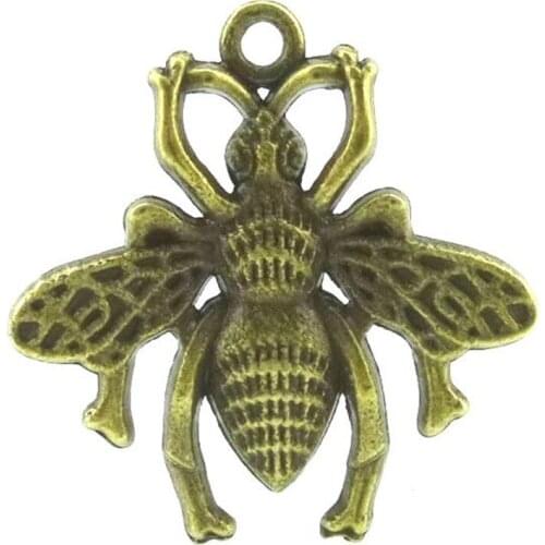 6pcs Antique Bronze 26*25*3mm Flying Bee Insect Charms Pendant For Jewelry Making Bracelet Vintage Accessories