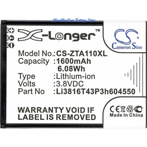 Cameron Sino 1600mAh Battery Li3816T43P3h604550 for ZTE Blade A110, Blade A112