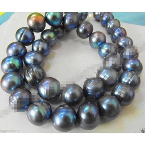 FREE SHIPPING>>>@@ Wholesale price 16new ^^^^ HUGE NATURAL SOUTH SEA 17" 10MM GENUINE BLACK BLUE BAROQUE PEARL NECKLACE