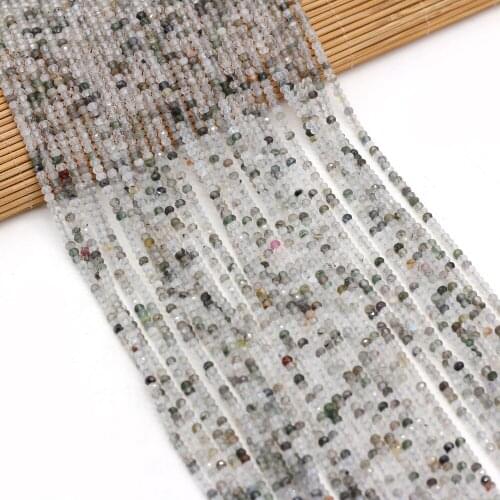 Natural Stone Beads Round Shape Faceted Black Hair Crystal Loose Beaded For Jewelry Making DIY Bracelet Necklace Accessories