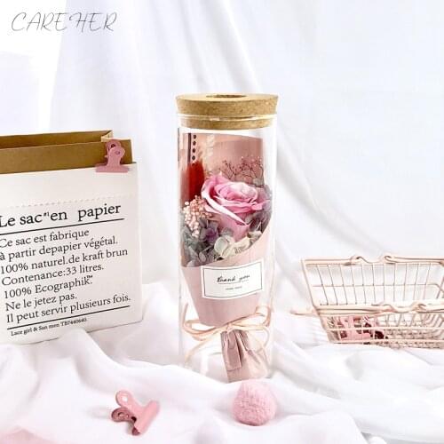 Valentines Day Birthday Gift Immortal Eternal Rose RGB Light Multi-colored Dome Real Preserved Rose Flower For Girlfriend Wife