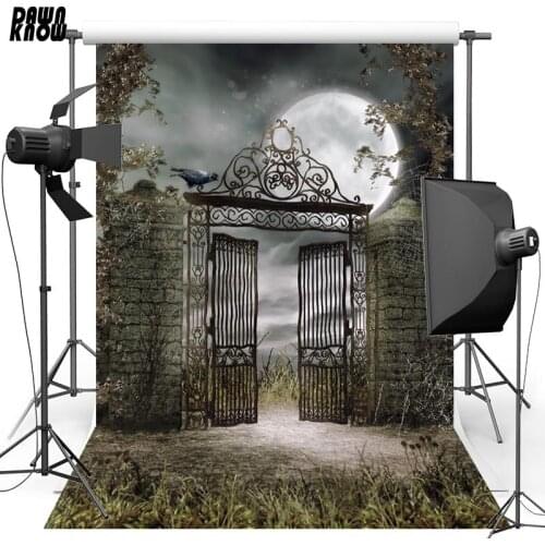 DAWNKNOW Happy Halloween Party Photography Background Door Night Moon Backdrop For Children Photo Studio G834