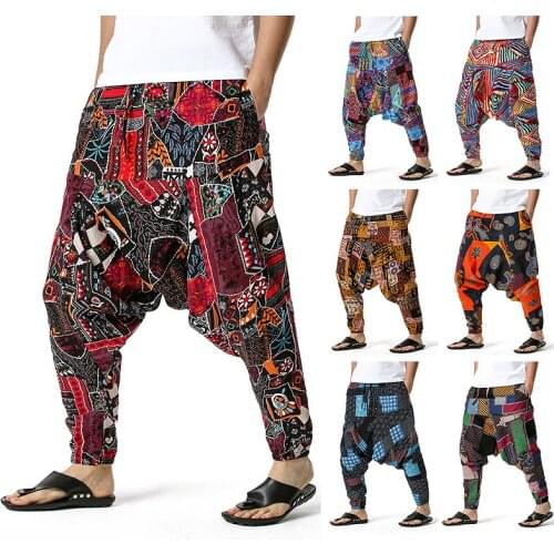 Trend Mens Cotton Harlan Yoga Loose Pants Hanging Pants Flying Squirrel Pants