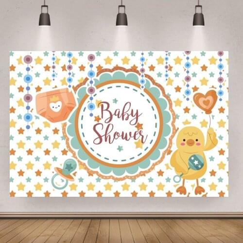 Cartoon Star Cute Little Yellow Duck Backdrop Newborn Baby Shower Birthday Party Portrait Photography Table Backgrounds Decor