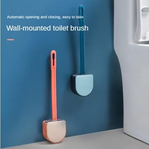 Suspension Clean Silicone Toilet Brush Set Wall-mounted Household Toilet Cleaning Brush Long Handle Soft Hair Crevice Brush