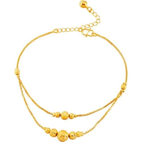Korean Light Luxury Pure 24k Gold Anklet Egirl Summer Jewelry Fashion Sand Gold Foot Jewelry Women Bracelets Fashion Accessories