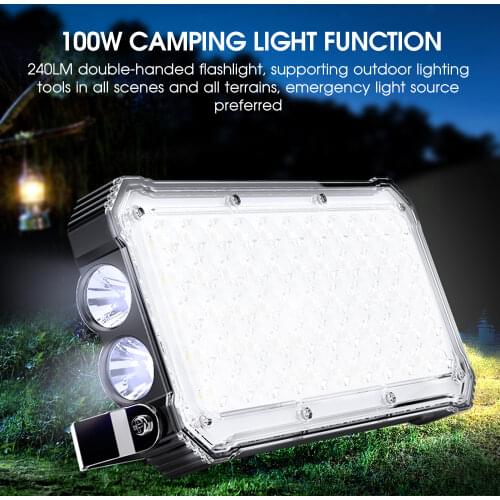 100W Rechargeable LED Flashlight Portable Camping Lantern Power Bank Super Bright Led Work Light Outdoor Lighting Camping Light