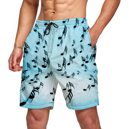 Note Graphic Beach Shorts For Men 3D Pattern Phonetic Transcription Boardshorts Men/Women Short Pants