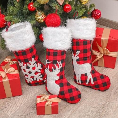 Christmas Gift Bags Christmas Stocking Decoration for Tree Home Lager Candy Holder Xmas Knit Socks Ornaments New Year Kids Gift