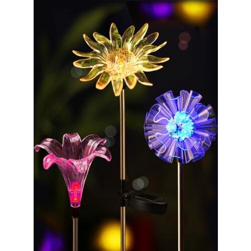 Solar Garden Stake Lights Outdoor Colorful Flower Sunflower Light Color Changing Fast And Easy To Install No Wiring Required