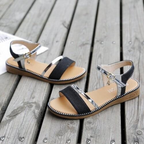 Rhinestone Sandals Bright Diamond Women Metal Buckle Wedges Shoes Casual Outdoor Travel Roma Shoes Summer Woman Sandals