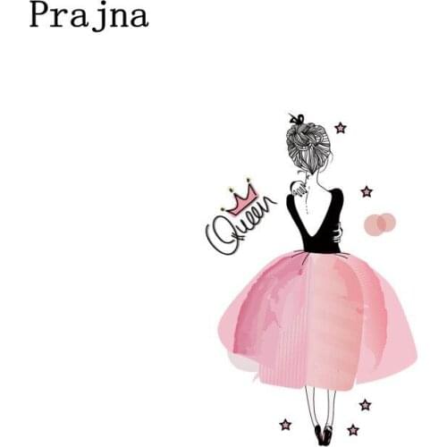 Prajna Fashion Girl Unicorn Iron On Transfers Vynil Heat Transfer Ironing Stickers T-shirt Thermal Patches For Clothing Accessor