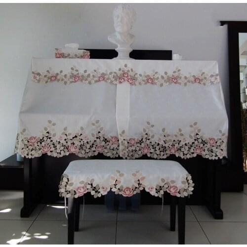 Gorgeous rose series Rural cloth art Chinese embroidery Piano cover The piano stool cover A