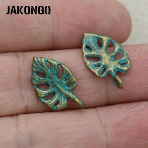 20pcs Vintage Green Plated Leaf Charms Pendants for Jewelry Making Bracelet Earrings DIY Handmade Craft 21x13mm