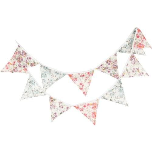3.2m 12 17cm Flags Vintage Printed Cotton Banner Pennant Garland Kids Baby Birthday Bunting Wedding Party Decor Take Photo Tools