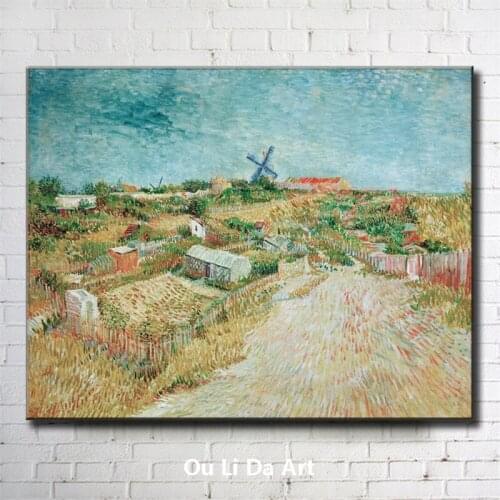 Impression Van windmill house wheat field scenery canvas printings oil painting printed on canvas wall art decoration pictures