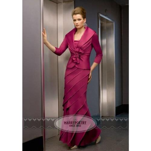 Custom-made vestidos de festa vestido longo 2018 new fashionable long Mother of the Bride Dresses with jacket free shipping