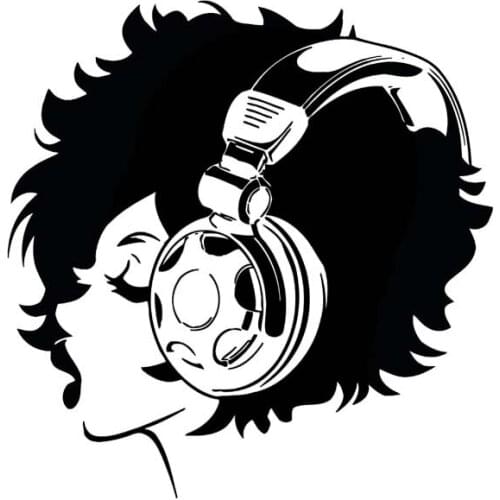 13.3*13.7CM Listening To Music Funny Girl Car Sticker Fashion Cool Style Black/Silver Vinyl Decal Silhoutte Design C20-0985