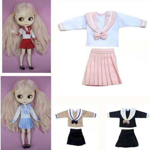 2PCS/set Blyth Doll Clothes Sailor Suit Set For Blyth,Licca,Azone,Kurhn, 30cm 1/6 Dolls DIY Doll Accessories