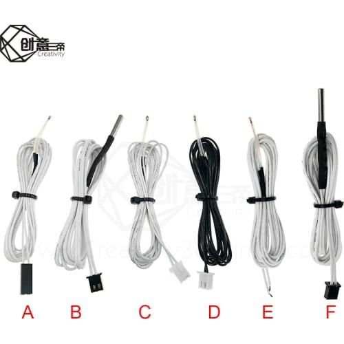 5pcs/lot 100K ohm NTC 3950 Thermistors Sensors with Cable 3D Printers Parts Temperature Part White 1M Line Accessories