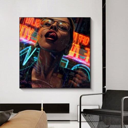 Abstract Hip Hop Sex Cool Girl Canvas Painting Wall Art Posters and Modern Tattoo Prints Picture for Living Room Home Decoration