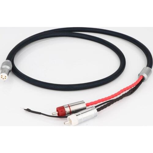 Preffair OFC Silver Plated With shielding RCA 5 pin DIN XLR U spade plug Audio Phono Tonearm Cable with Ground Wire