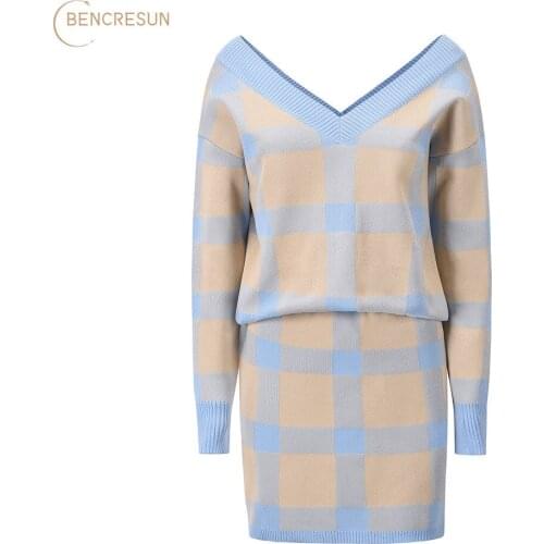 Модные платья в клетку Bencresun China At AliExpress