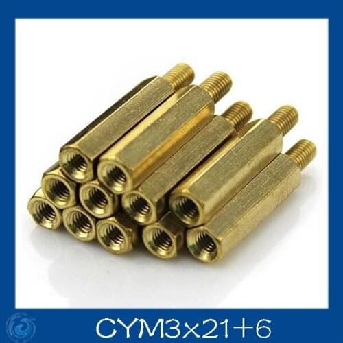 Free shipping M3*21+6mm Column M3 Single head angle of six pillars/Brass screw/Six angle separation column/M3-Series Screw cap