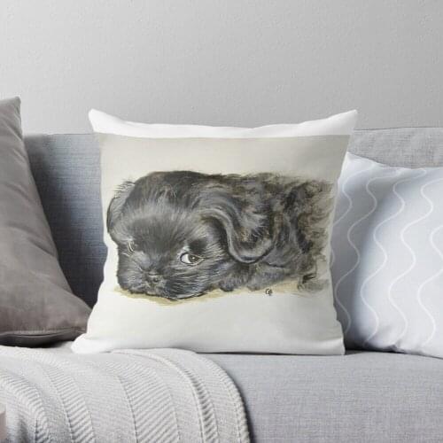 Black Shih Tzu Puppy Throw Pillow Cushion Cover Polyester throw pillows case on sofa home living room car seat decor 45x45cm
