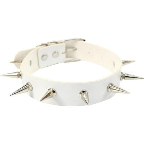White Black Spike Choker Belt Collar Women Pu Leather Goth Choker Necklace for Women Party Club Chockers Sexy Gothic Jewelry