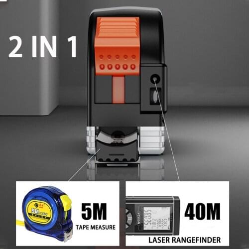 2 in 1 40M Laser Rangefinder LCD Digital Tape Measure Distance Measurer Meter Range Finder Infrared Construction Gauging Tool
