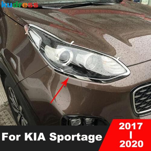 For KIA Sportage 2017 2018 ABS Chrome Front Headlight Lamp Cover Frame Bezel Headlamp Protective Trim Car Accessories