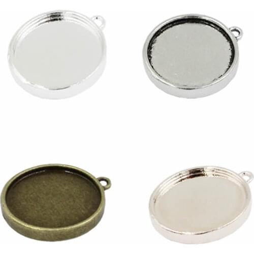 Fit 18mm Double side bezel with Single Ring Alloy Antique Silver Cameo/Glass/Cabochon Frame Settings 50pcs/lot K05164