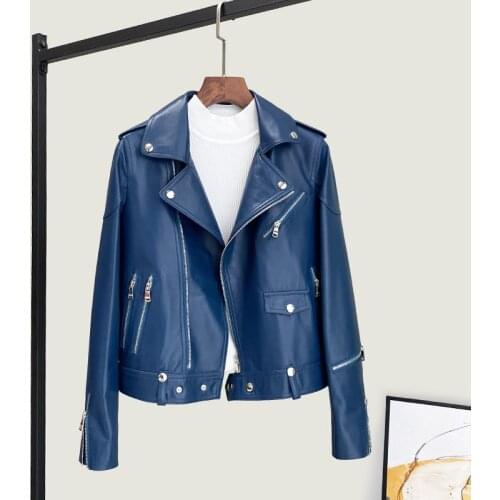 100% Genuine Leather Jacket Women Spring 2021 Motorcycle Sheepskin Coat Female Plus Size 4xl Chaqueta Cuero Mujer PPH3827