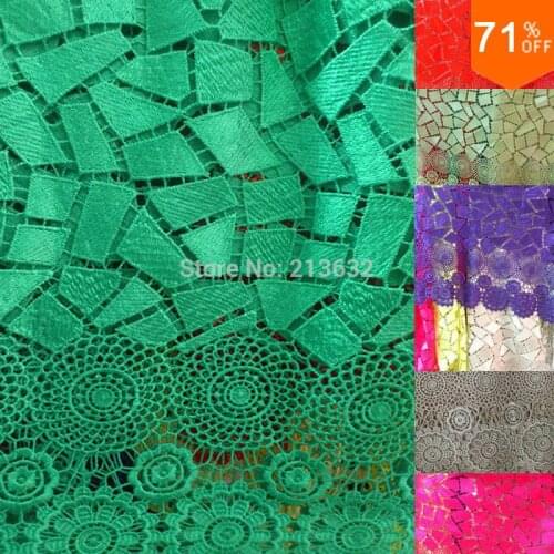 Best Free shipping guipure lace fabric wholesale and high quality African lace fabrics 6 color for wedding and clothing sewing