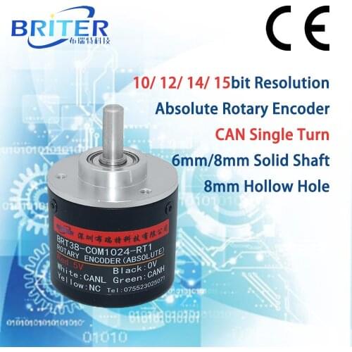CAN Single turn 10/12/ 14/ 15bit high resolution Absolute Rotary Encoder Solid Shaft center hole BriterEncoder Angle Measurement