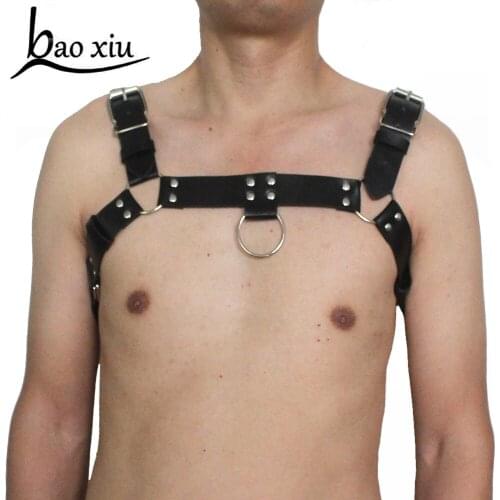 Male Vintage gothic leather Corset belts sexy chest straps shoulders belt suspenders Men body harness female wide belt accessory