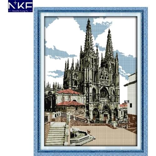NKF Magnificent Castle Pattern Handmade Craft Needlework Cross Stitch Set Embroidery Kit Scenery Design Stitching Home Decor